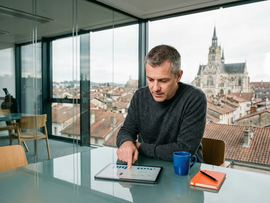 Entrepreneur bressan observant une courbe de croissance organique en hausse pour booster sa visibilité locale.