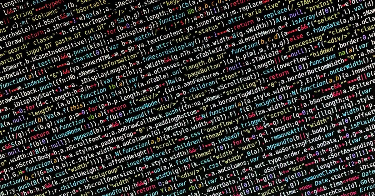Vue en gros plan d'un code de programmation coloré sur un écran, idéal pour des thèmes techniques et de développement.